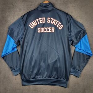 Team USA Soccer Track Jacket Mens Large Navy Blue Full Zip Athletic USA Logo